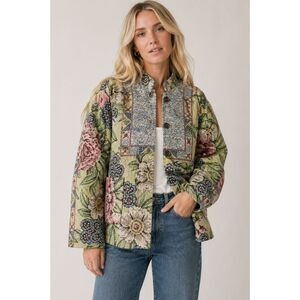 Sugar Street Weavers Vintage Floral Tapestry Jacket Button Up One Size